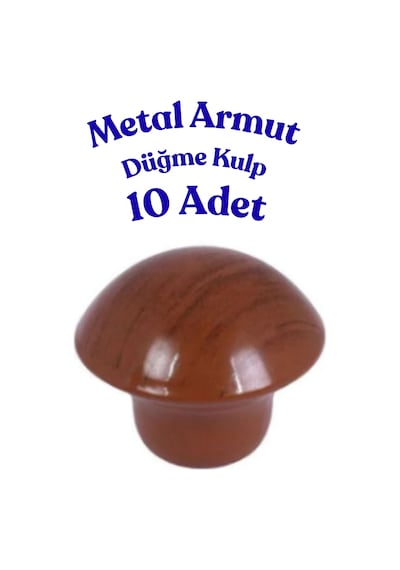 10 Adet Metal Yuvarlak Ahşap Desen Düğme Kulp - Çocuk Odası, Mutfak Dolap İçin Modern Çekmece Kulbu Armut Armut