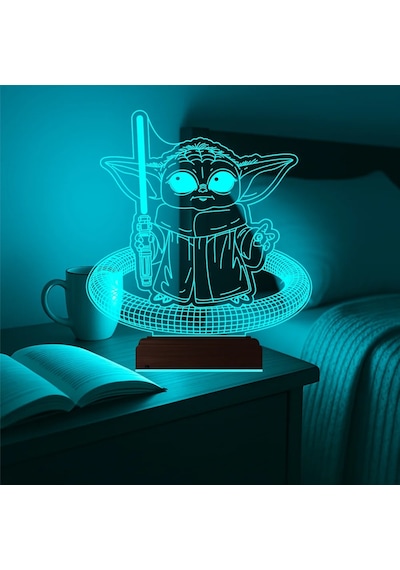 Luvivia Çizgi Film Yoda 3d Lamba - Masa Gece Lambası V2 Şeffaf