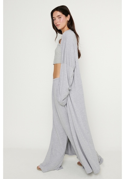 Ac&co / Altınyıldız Classics Kadın Grı Melanj Yumuşak Dokulu Rahat Standart Fit Şal Yaka Esnek Kimono