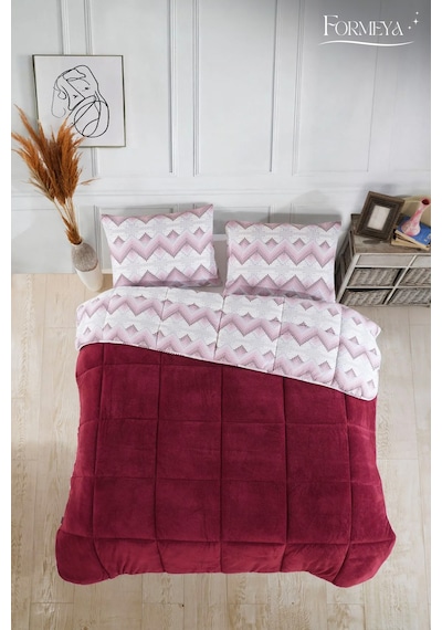 Battal Wellsoft Yorgan Çift Taraflı Yastık Kılıflı 215x235 Cm Bordo