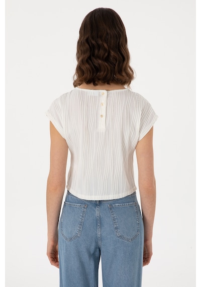 U.S. Polo Assn. Kadın Beyaz Crop Bisiklet Yaka Tişört 50299812-VR013