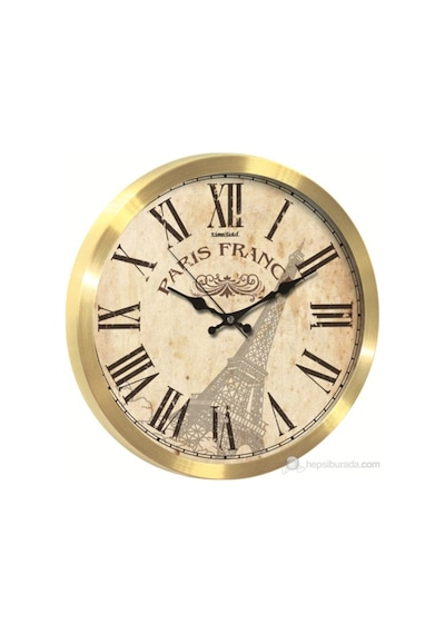 Time Gold Salon Ofis Duvar Saati Metal Altın Rengi 35 Cm Altın