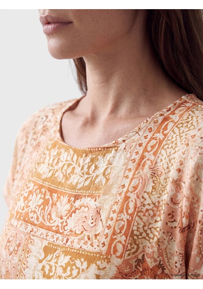 Lcw Grace Turuncu Desenli A Kesim Poplin Elbise