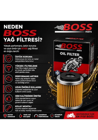 Yamaha X-max 250 2017-2024 Yağ Filtresi Bs141 Kağıt Yağ Filtresi Boss
