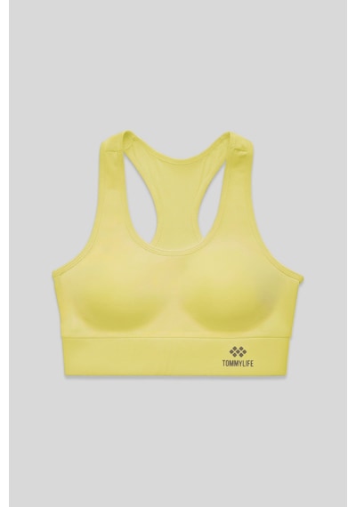 Tommy Life Limon Sırt Detaylı Dar Kalıp U Yaka Kadın Spor Büstiyer - 97120 Sarı