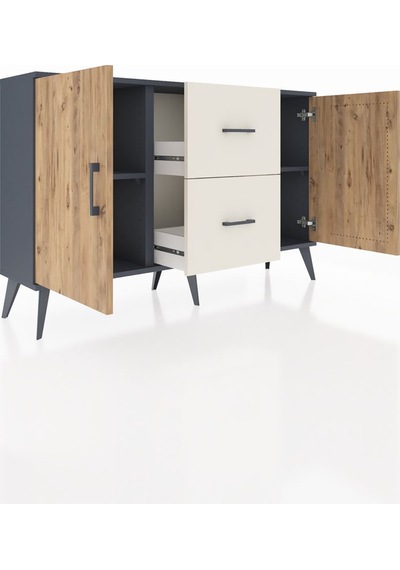 Arges Konsol 2 Raflı 2 Çekmeceli 2 Kapaklı 132x30x83 Antrasit-çam/aytaşı Çam/aytaşı Arges Konsol 2 Raflı 2 Çekmeceli 2 Kapaklı 132x30x83 Antrasit-çam/aytaşı Çam/aytaşı