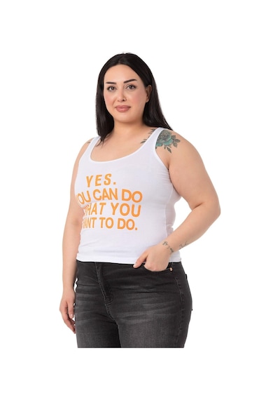Disentis Büyük Beden Askılı Yazılı Beyaz Turuncu T-shirt-turuncu Turuncu