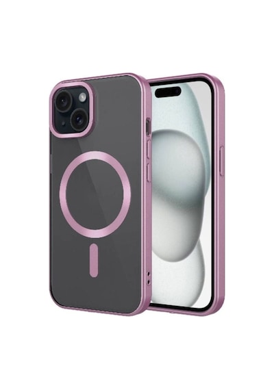 Apple Uyumlu iPhone 15 Plus Kılıf Mat Tasarımlı M-safe Wireless Şarj Özellikli Zore Mat Setro Kapak Pembe