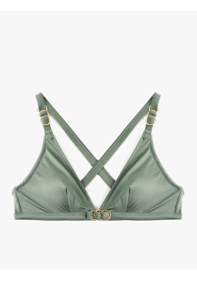 Koton Aksesuarlı Çapraz Askılı Bikini Üstü Haki 6sak10033mm
