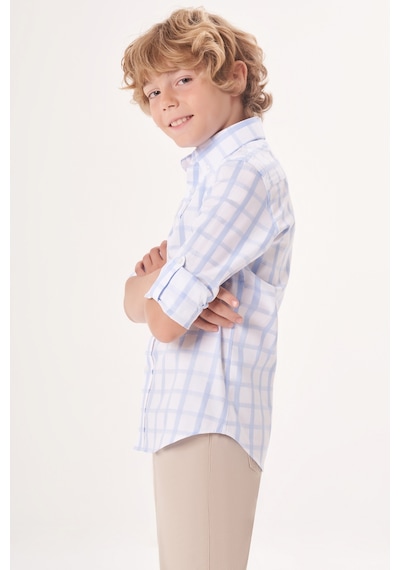 Bisse Regular Fit Yaka Düğmeli Mavi Erkek Çocuk Gömlek Gm23y231169 D35 Mavi