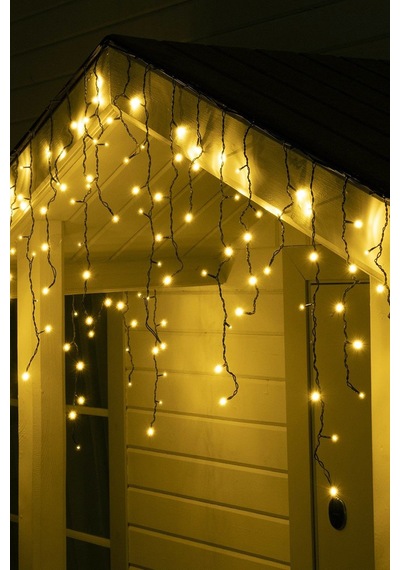 4 Metre 8 Fonksiyonlu Perde Led 96 Ledli 50x60x70cm Saçaklı Kablolu Fişli Sarı