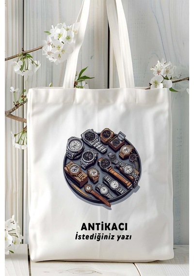 Art Hediye Antikacı Baskılı Bez Omuz Çantası Kişiye Özel Model 4 Çok Renkli