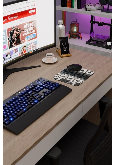 Brütalist Tarz Kaymaz Dikişli Kauçuk Oyuncu Mousepad V1 - 22x18 Gaming Mouse Pad Fare Altlığı