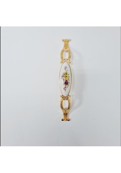 Zümre 128 Mm Metal Gold Kasa Beyaz Sarı Çiçek Desenli / 5 Adet Altın