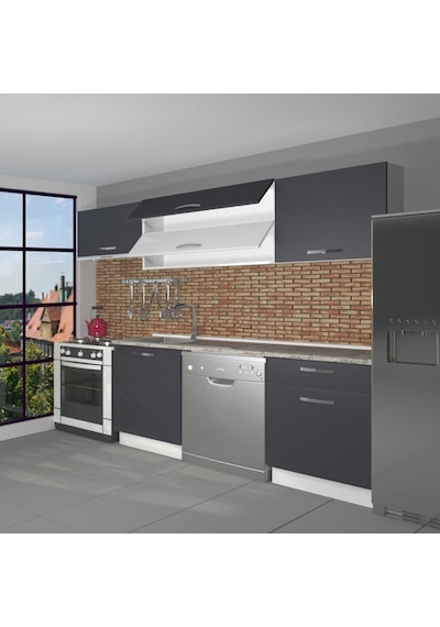 Decoraktiv Elite 220 Mdf Hazır Mutfak Dolabı - Tezgah Dahil - Antrasit