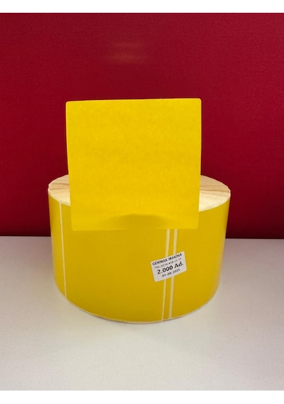 100x100mm Sarı Zemin Baskılı Vellum Etiket Rulosu 1 Rulo 2000 Adet 76 Mm Masura Çapı Ribonlu Baskı Termal Değil 1