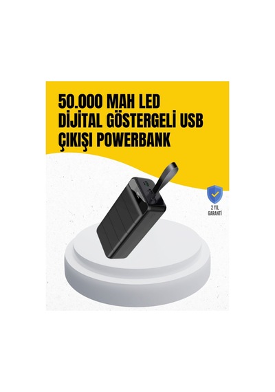 50.000 Mah Kapasiteli Powerbank Hızlı Şarj Destekli 4 Usb Portlu Led Işıklı Taşınabilir Enerji Dep Çok Renkli