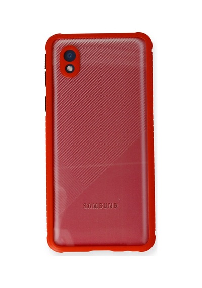 Samsung Galaxy Uyumlu - A01 Core Kılıf Miami Şeffaf Silikon - Kırmızı