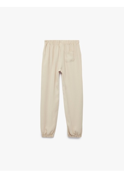 Koton Beli Bağcıklı Viskon Karışımlı Jogger Pantolon Bej 6skb40120tw Ekru