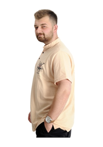 Mode Xl Büyük Beden T-Shirt Hakim Yaka Yatching 22327 Bej 001 Mode Xl Büyük Beden T-Shirt Hakim Yaka Yatching 22327 Bej 001