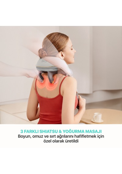 Skg H5 Mini Taşınabilir Omuz Ve Boyun Masaj Aleti, 6d Shiatsu Masaj Terapisi, Termoterapi Gri