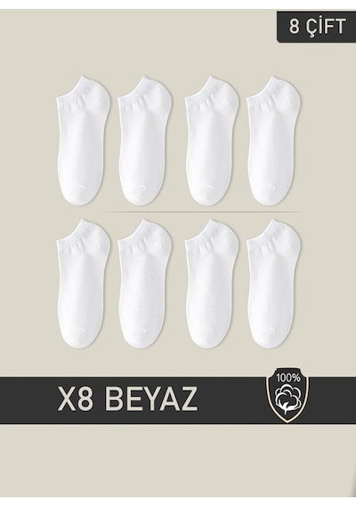 Bgk Unisex Patik Çorap 8 Çift Beyaz (8 Çift) Beyaz
