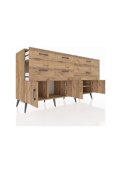 Kronos Konsol Tek Raflı 6 Çekmeceli 4 Kapaklı 176x59x99 Çam-çam Çam-çam Kronos Konsol Tek Raflı 6 Çekmeceli 4 Kapaklı 176x59x99 Çam-çam Çam-çam