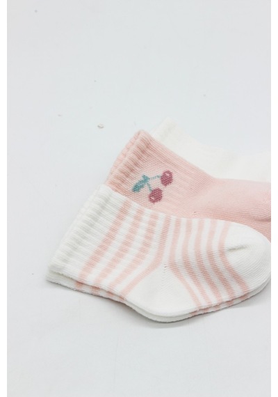Akıllı Bayi Cherry Girl 3'lü Penye Soket Çorap 10138 Ekru Renkli