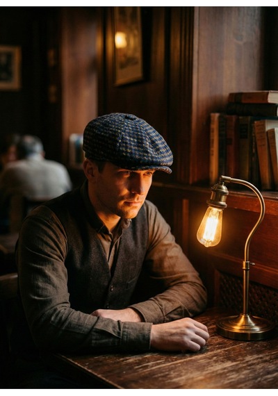Emybox Erkek Kaşe 8 Köşe Kasket Şapka Klasik Retro- Peaky Blinders Tarzı Lastikli Standart Beden L