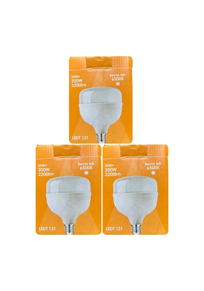 3 Adet Osaka 30w 200w 6500k Beyaz Işık E27 Duylu Kalın Duy Torch Led Ampul Yeni Model