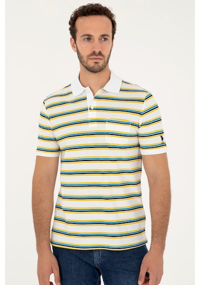U.S. Polo Assn. Erkek Regular Fit Polo Yaka Beyaz Tişört 50288320-VR013