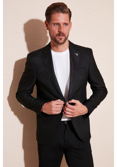 Buratti Slim Fit Tek Yırtmaçlı Düğmeli Blazer Erkek Ceket 2163763 Siyah Buratti Slim Fit Tek Yırtmaçlı Düğmeli Blazer Erkek Ceket 2163763 Siyah