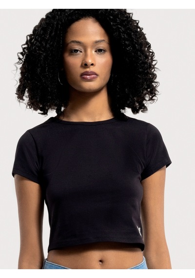 Crop Kadın Tshirt K.kol Siyah