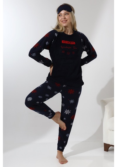 Fawn 5009 Peluş Welsoft Polar Kışlık Yumoş Kadın Pijama Takımı Lacivert Fawn 5009 Peluş Welsoft Polar Kışlık Yumoş Kadın Pijama Takımı Lacivert
