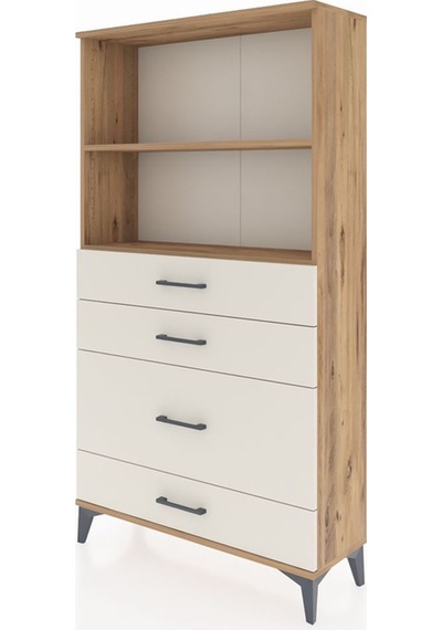 Arges Dolap 2 Raflı 4 Çekmeceli 88x30x163 Çam-aytaşı Çam
