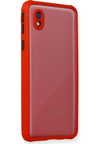 Samsung Galaxy Uyumlu - A01 Core Kılıf Miami Şeffaf Silikon - Kırmızı