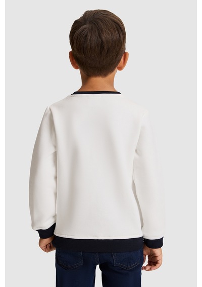 U.S. Polo Assn. Erkek Çocuk Fildişi Renkli Uspa Harf Baskılı Sweatshirt 50329963-vr265 Fıldısı