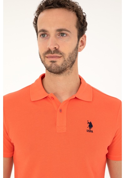 U.S. Polo Assn. Erkek Slim Fit Polo Yaka Nar Çiçeği Basic Tişört 50279613-VR039