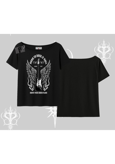 Startmore Startmore Kayık Yaka Tshirt Born To Rock Eternal Flame Legacy Siyah