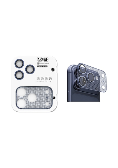 Maks Technology Apple İphone Uyumlu 17 Pro Max Mkst Cl-22 Parmak İzi Bırakmayan Anti-reflective 2in1 Kamera Lens Koruyucu - Mavi