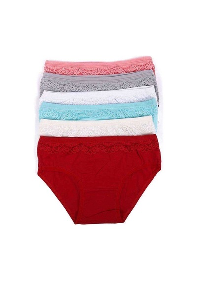 Northcity 6 Adet Kız Çocuk Dantelli Bikini Seti - %90 Pamuklu Rahat Ve Şık Mayo Açık Gri