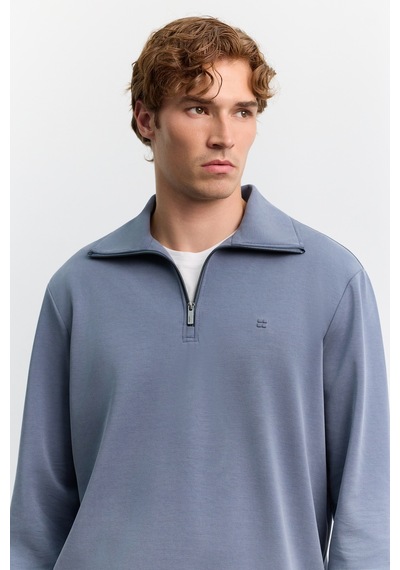 Avva Erkek İndigo Dik Yaka Fermuarlı Modal Karışımlı Soft Touch Regular Fit Sweatshirt A62y1271 Avva Erkek İndigo Dik Yaka Fermuarlı Modal Karışımlı Soft Touch Regular Fit Sweatshirt A62y1271