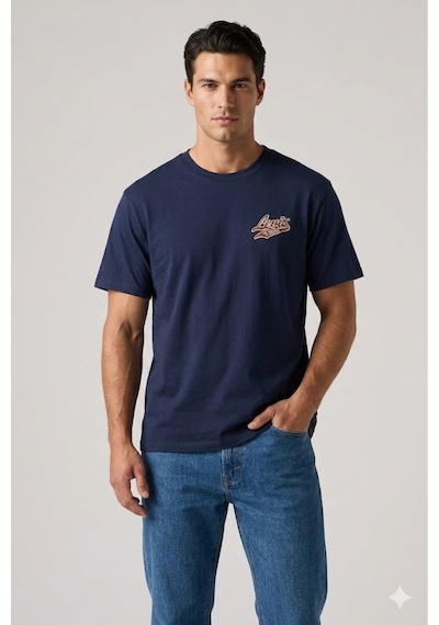 Levi's Relaxed Fit Pamuk Erkek Tişört Açık Lacivert