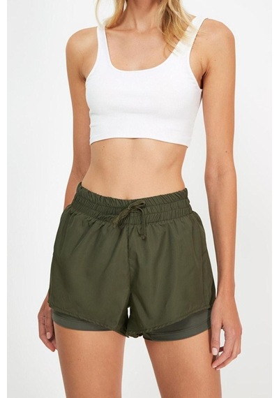 Ersefa Moda Örme Normal Bel Boru Paça Sportswear Haki Paraşüt Kumaş 2 Ka