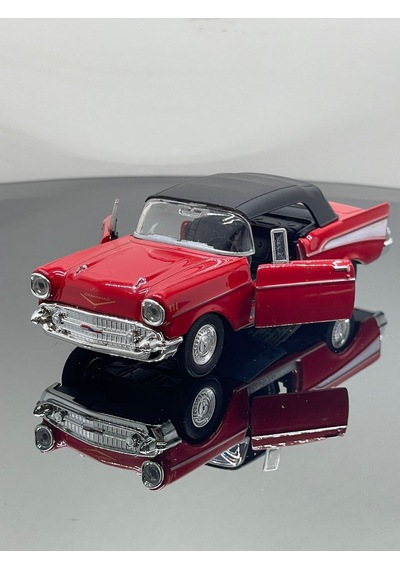 1.36 Ölçek Chevrolet Bel Air 1957 Klasik Metal Oyuncak Araba - Kırmızı