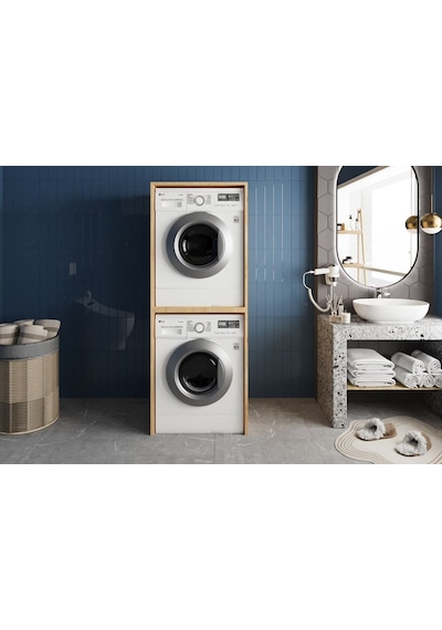 Bohem Çamaşır Ve Kurutma Makinesi Dolabı Banyo Dolabı Meşe Meşe