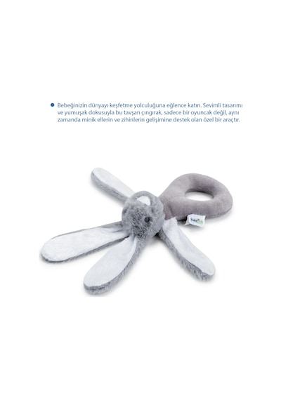 Babyjem Tutmalı Çıngıraklı Mini Peluş Tavşan Gri 842