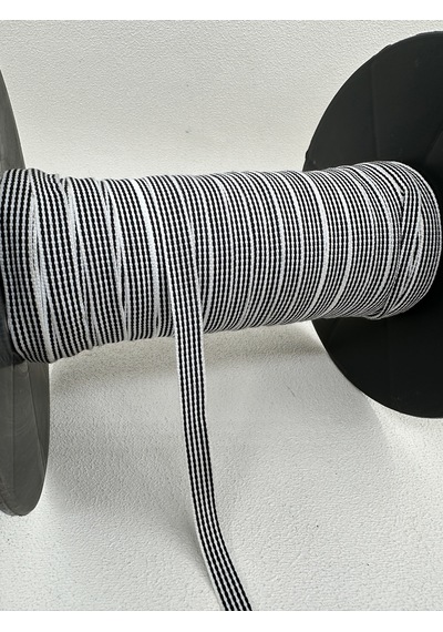 1 Cm Çizgili Şerit-5 Metre-beyaz/siyah