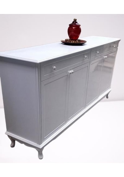 Konsol Klasik Model Tv Sehpa 90386 Ahşap Mdf Parlak Beyaz Boya El Yapım