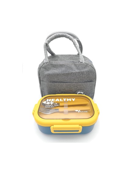 Isı Yalıtımlı Termal Çantalı Çelik Lunch Box Bpa Sız, Sızdırmaz, Çok Bölmeli Yemek Kabı Sarı Tek Renk